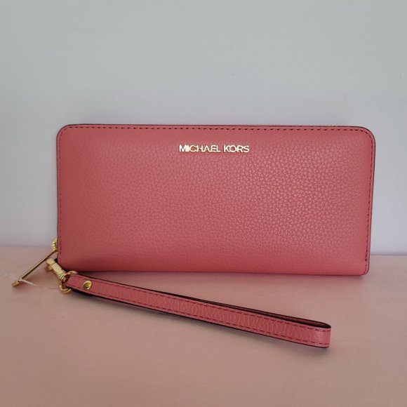 MICHAEL KORS Jet Set Travel Continental Pebbled Leather Wallet-Tea Rose⭐ - Picture 6 of 16